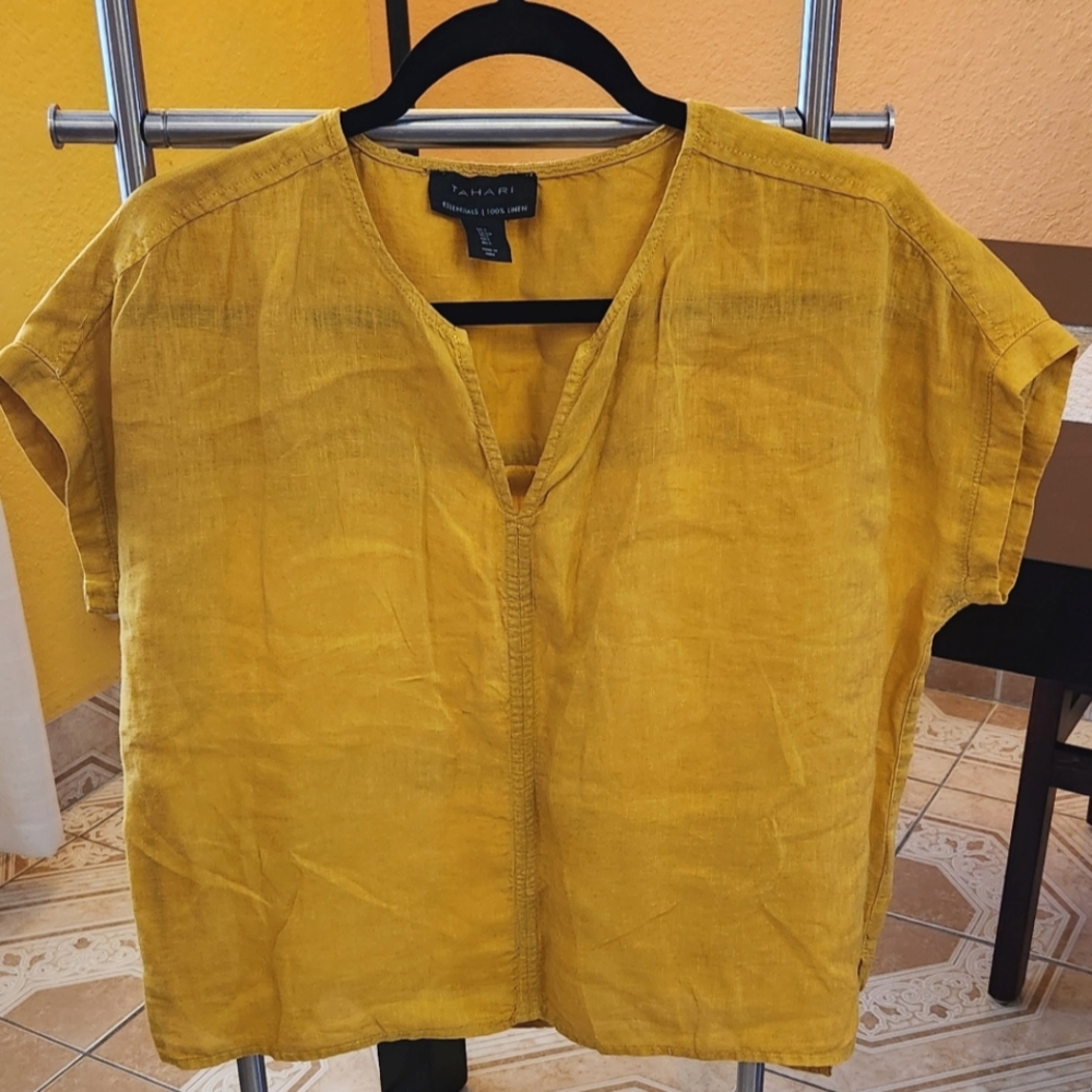 Tumeric-Yellow 100% Linen Top